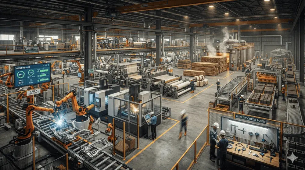 Procesos de fabricación en una fábrica moderna