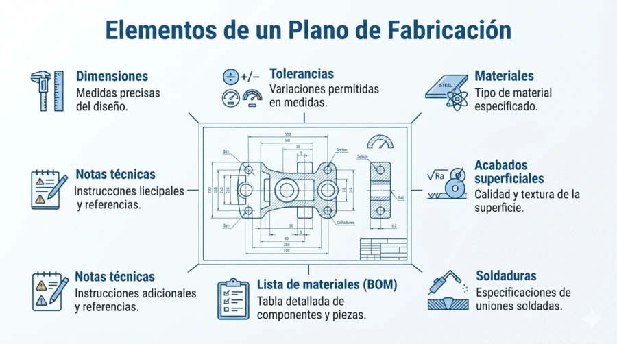 Información que debe contener un plano de fabricación