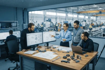 Planos de fabricación elaborados mediante software CAD para procesos industriales.