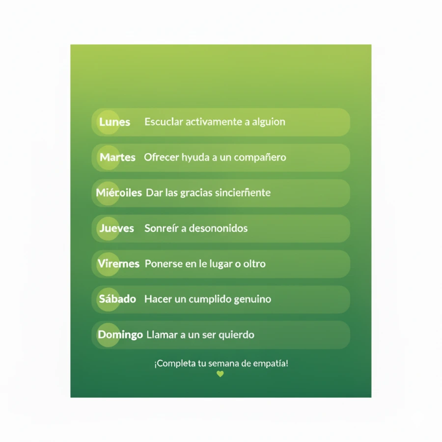 Plan de acción 7 días: acciones de empatía diarias para mejorar relaciones interpersonales