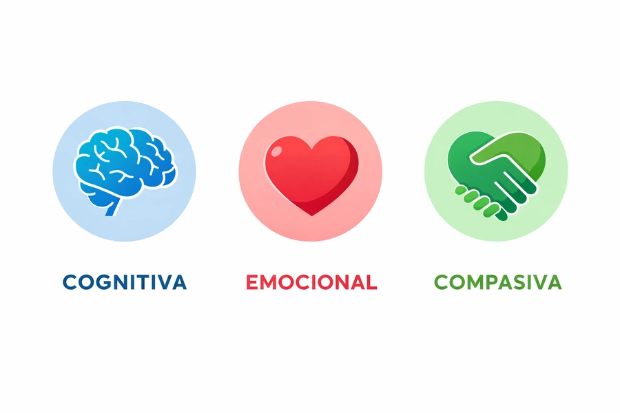 Tres tipos de empatía: cognitiva, emocional y compasiva explicados visualmente